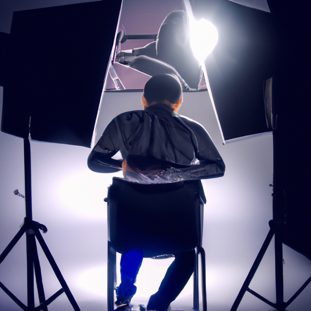 Equipo creativo en estudio fotográfico minimalista en Santiago de Chile