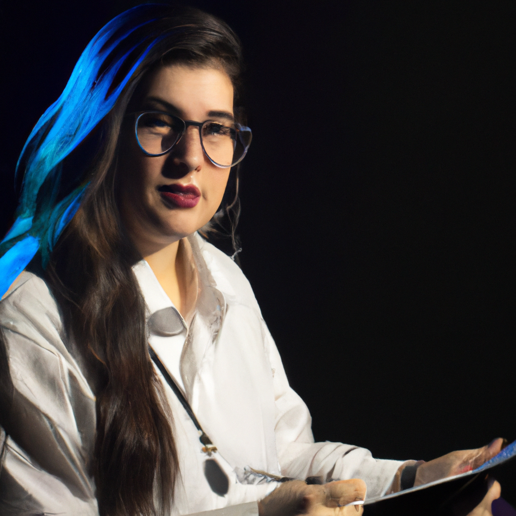 Fotografía generada: Sofía, producción, retrato con clipboard y luz suave